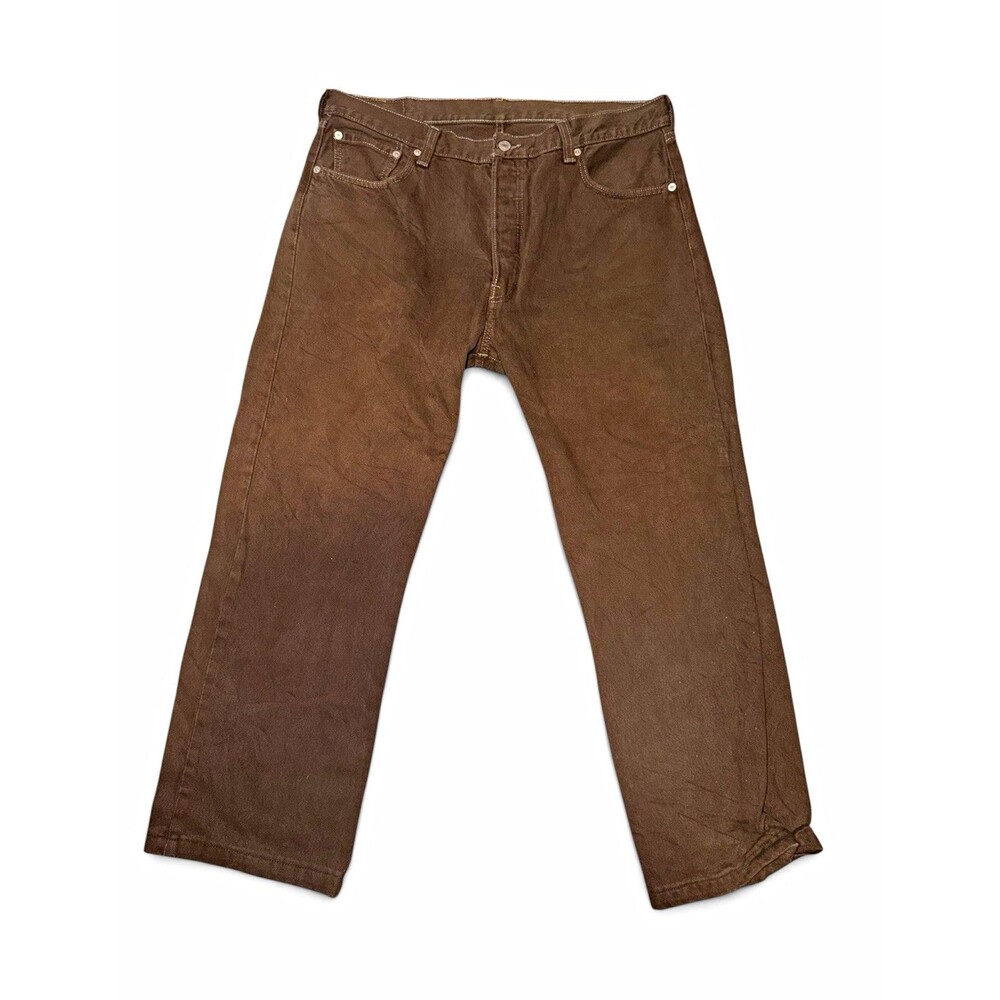 Levi's Men's Brown Dark Wash Straight Leg Regular Fit Denim Jeans Button Fly